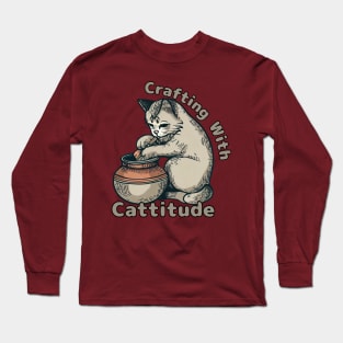 Cattitude Pottery Cat Lady Long Sleeve T-Shirt